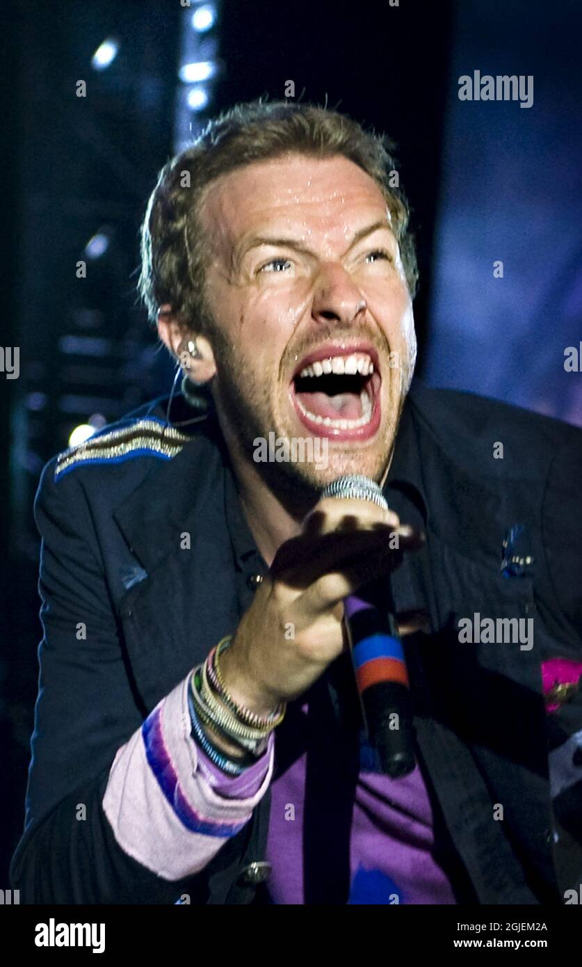 Chris Martin de Coldplay se produit au stade de Stockholm Banque D'Images