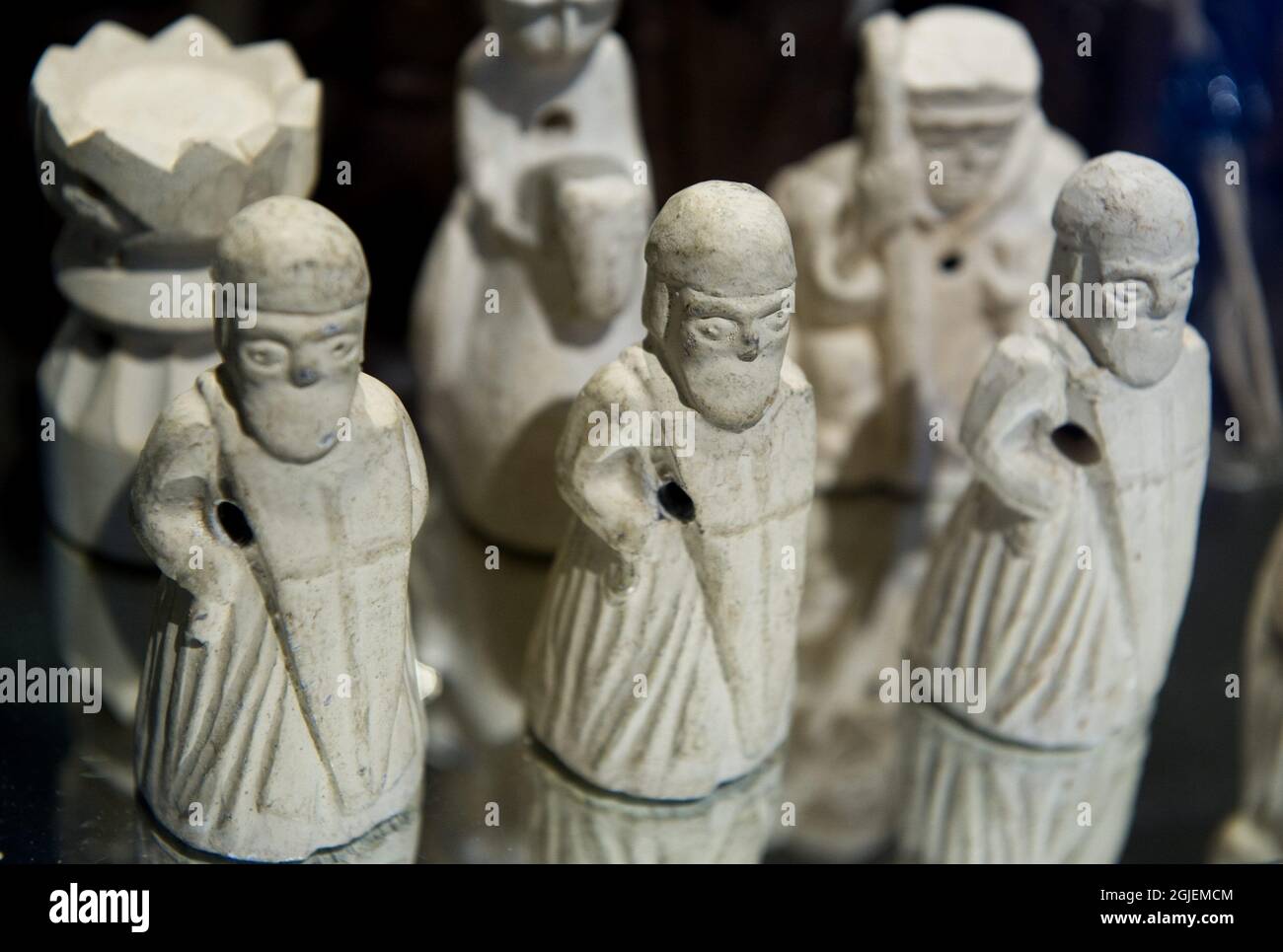 Les pièces d'échecs d'Ingmar Bergman du film The Seventh Seal sont exposées au Bukowski's Auction House à Stockholm. Les effets personnels de Bergman seront mis en vente aux enchères le 28 septembre 2009. Banque D'Images