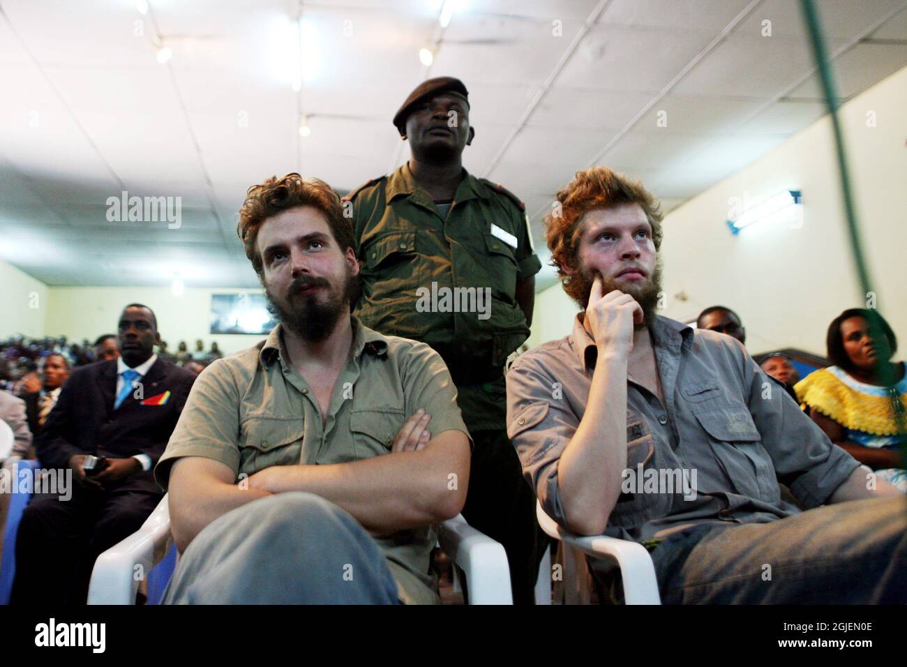 Les Norvégiens Tjostolv Moland et Joshua French qui sont jugés pour meurtre à Kisangani, au Congo, ont été condamnés à mort. Banque D'Images