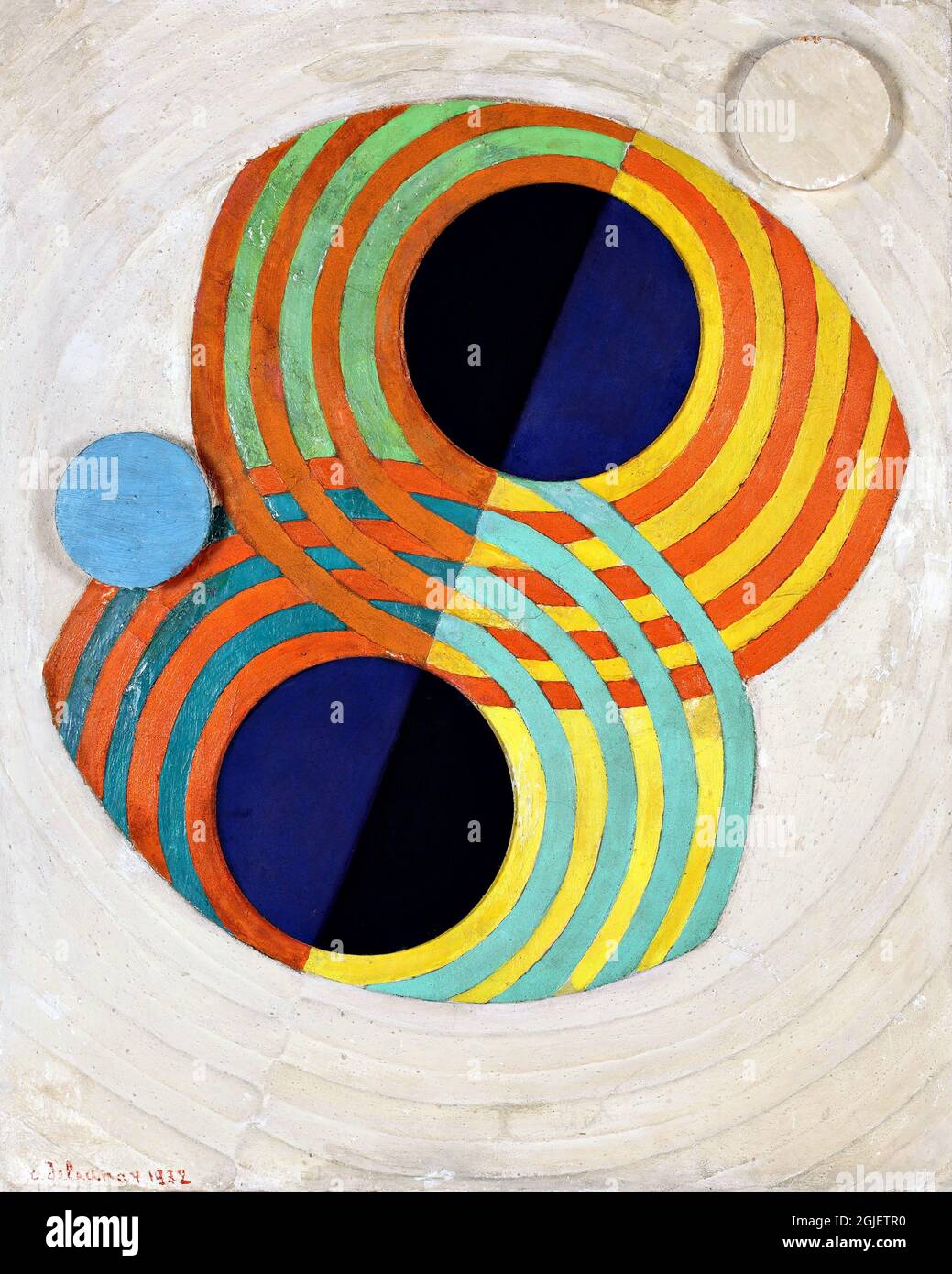 Robert Delaunay. Peinture intitulée "relief; rythmes" de l'artiste français Robert Delaunay (1885-1941), huile et plâtre sur toile montée sur panneau de fibres, 1932 Banque D'Images