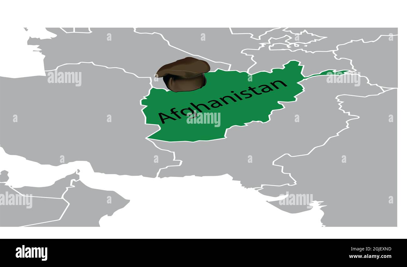 Illustration de la carte de l'Afghanistan avec une adresse traditionnelle brune Banque D'Images