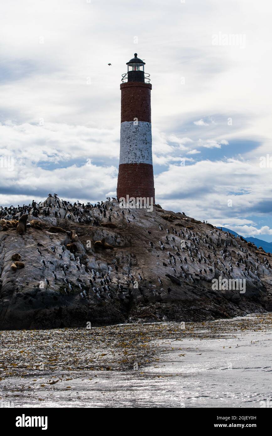 Phare à Ushuaia, Argentine, Patagonie, pays de feu Banque D'Images