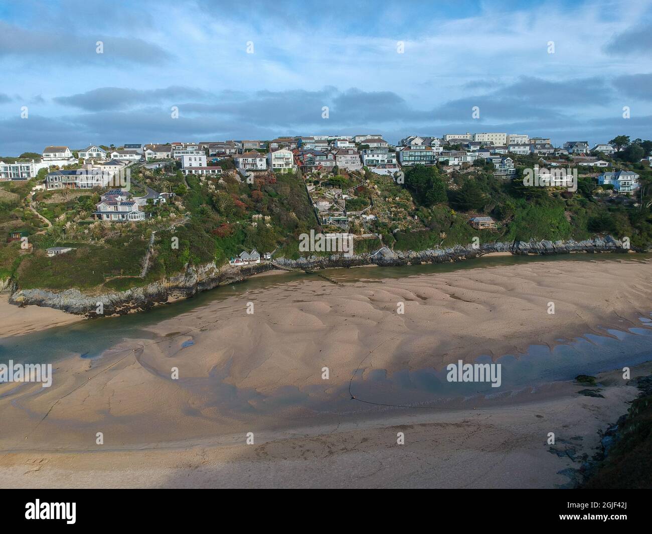 Vue sur l'estuaire de Crantock à Newquay, Cornwall Banque D'Images