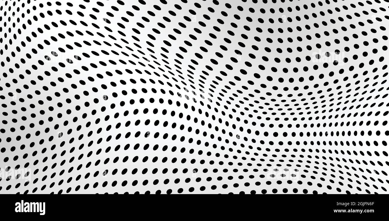 Motif de demi-teinte de point d'onde abstraite, arrière-plan du graphique de papier de grille Illustration de Vecteur