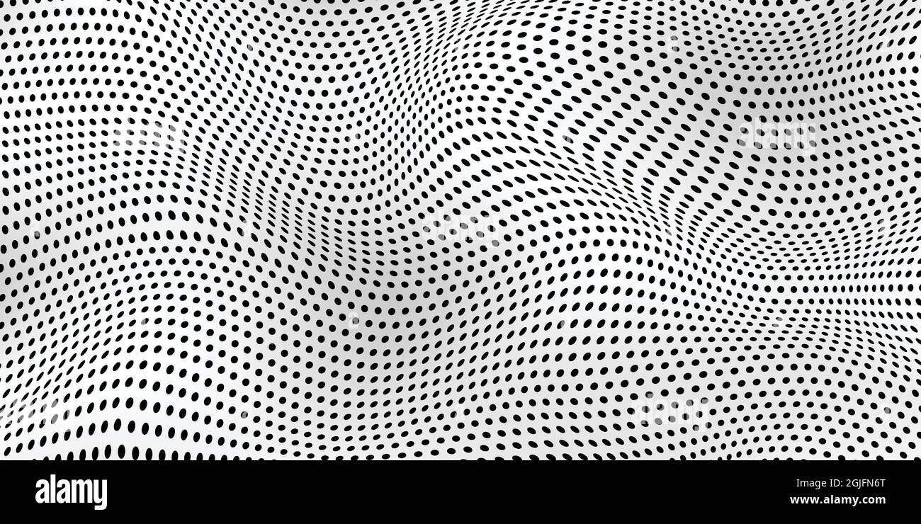 Motif de demi-teinte de point d'onde abstraite, arrière-plan du graphique de papier de grille Illustration de Vecteur