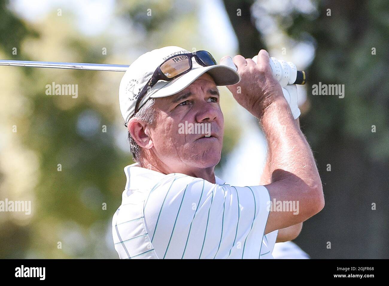 Missouri, États-Unis. 9 septembre 2021: 9 septembre 2021: Scott Dunlap regarde son tee tourné pendant la journée Pro-Am de l'Ascension Charity Classic tenue au Norwood Hills Country Club à Jennings, Mo Richard Ulreich/CSM crédit: CAL Sport Media/Alay Live News Banque D'Images