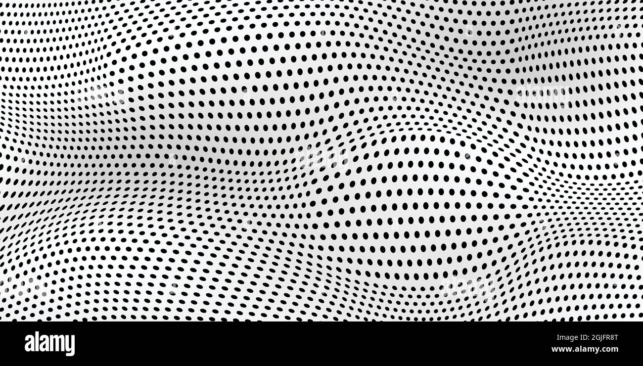 Motif de demi-teinte de point d'onde abstraite, arrière-plan du graphique de papier de grille Illustration de Vecteur
