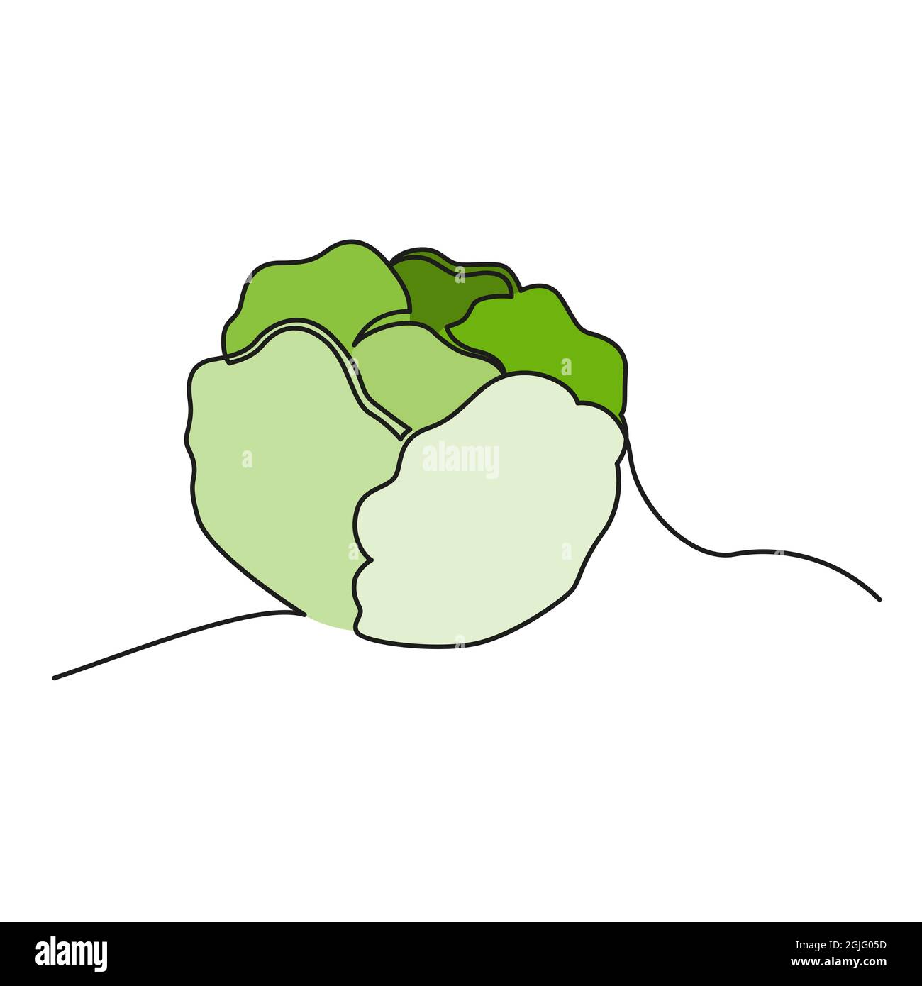 Une ligne continue dessinant des légumes chou, isolé sur fond blanc. Concept de saine alimentation. Illustration de Vecteur