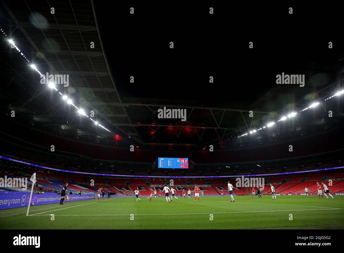 Une vie générale de l'action de match pendant le match de football Angleterre / Pologne Banque D'Images