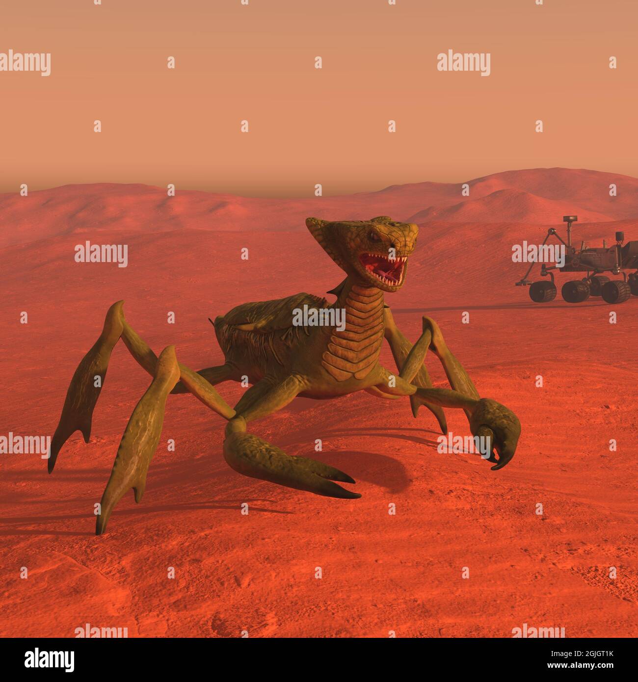 illustration 3d d'une mante extraterrestre isolée vivant sur mars Banque D'Images