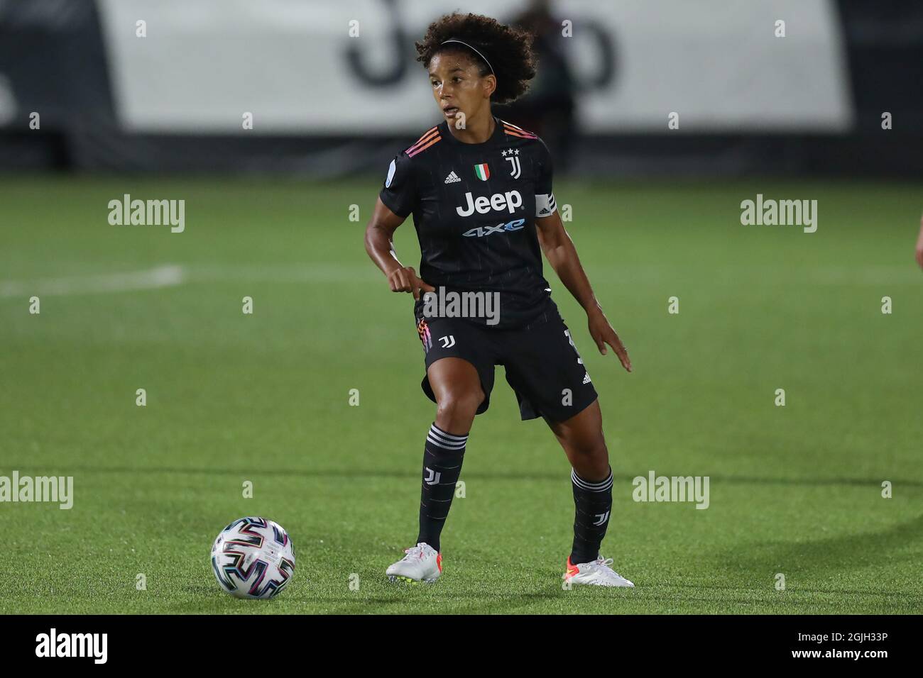 Turin, Italie, 9 septembre 2021. Sara Gama de Juventus lors du match de l'UEFA Womens Champions League au centre d'entraînement de Juventus, à Turin. Le crédit photo devrait se lire: Jonathan Moscrop / Sportimage Banque D'Images