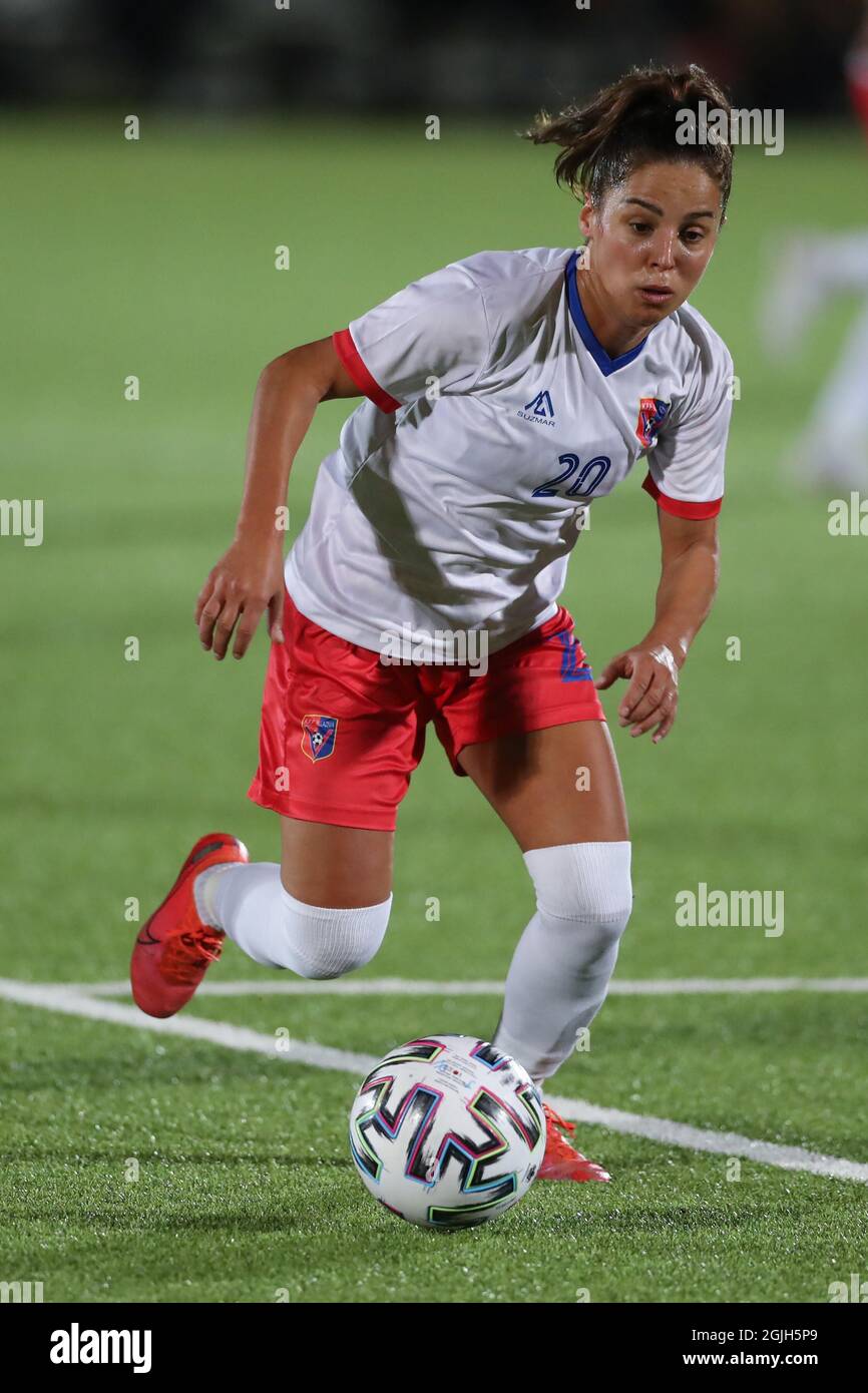 Turin, Italie, 9 septembre 2021. Qendresa Krasniqi de KFF Vllaznia lors du match de la Ligue des champions des femmes de l'UEFA au centre d'entraînement de Juventus, à Turin. Le crédit photo devrait se lire: Jonathan Moscrop / Sportimage Banque D'Images