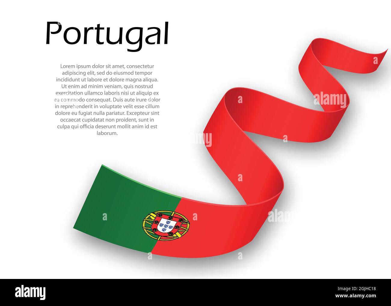 Forme un ruban ou une bannière avec pavillon du Portugal. Modèle pour la conception de l'affiche de la fête de l'indépendance Illustration de Vecteur