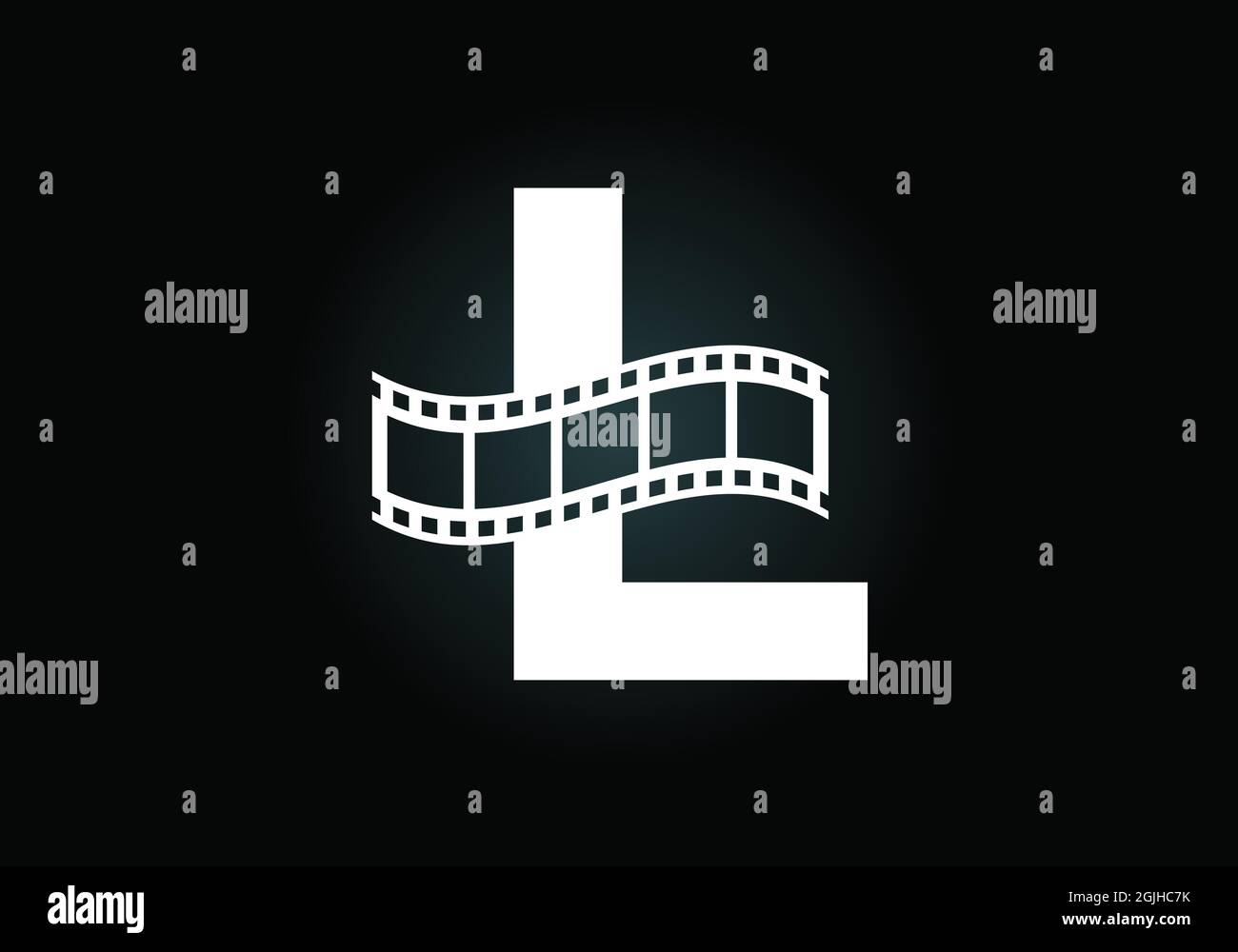 Lettre L monogramme initiale incorporée au rouleau de film. Concept de logo vidéo et de film. Emblème de police. Logo pour l'entreprise et le secteur du divertissement Illustration de Vecteur