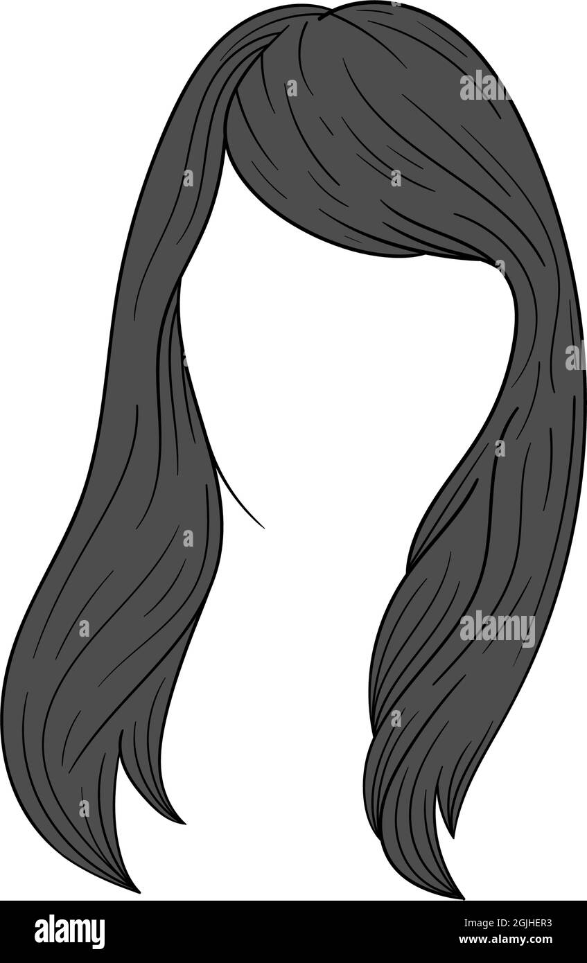 Modèle d'illustration de femme à cheveux longs dessiné à la main Illustration de Vecteur