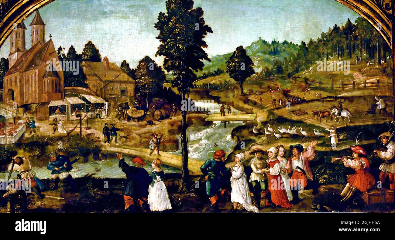 Fête du village (octobre) 1525-1530 huile sur bois par Hans Wertinger Allemagne Banque D'Images
