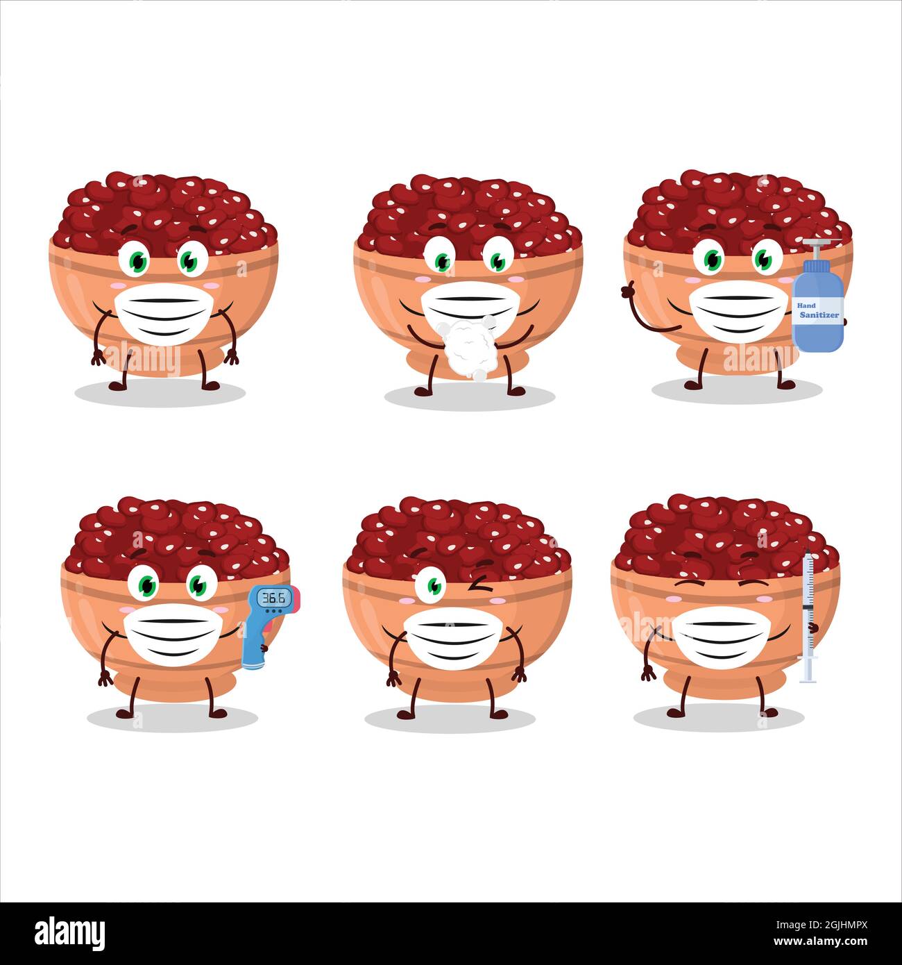 Une photo de haricot dessin de dessin animé style rester en bonne santé pendant une pandémie. Illustration vectorielle Illustration de Vecteur