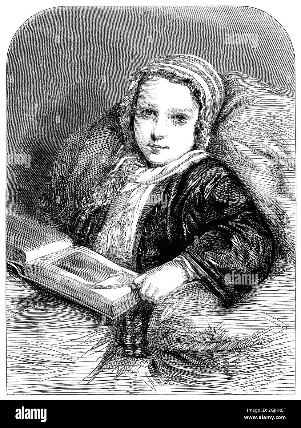 Gravure vintage intitulée « The Sick Child ».De l'ami des enfants Volume VII, 1867. Banque D'Images