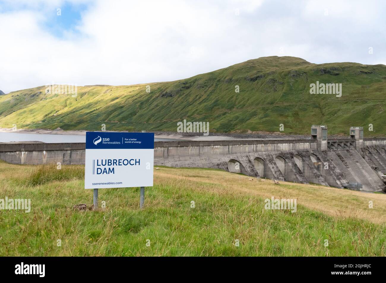 Barrage de Lubreoch et Loch Lyon - partie du programme d'énergie hydroélectrique de Breadalbane, Glen Lyon, Perthshire, Écosse, Royaume-Uni Banque D'Images