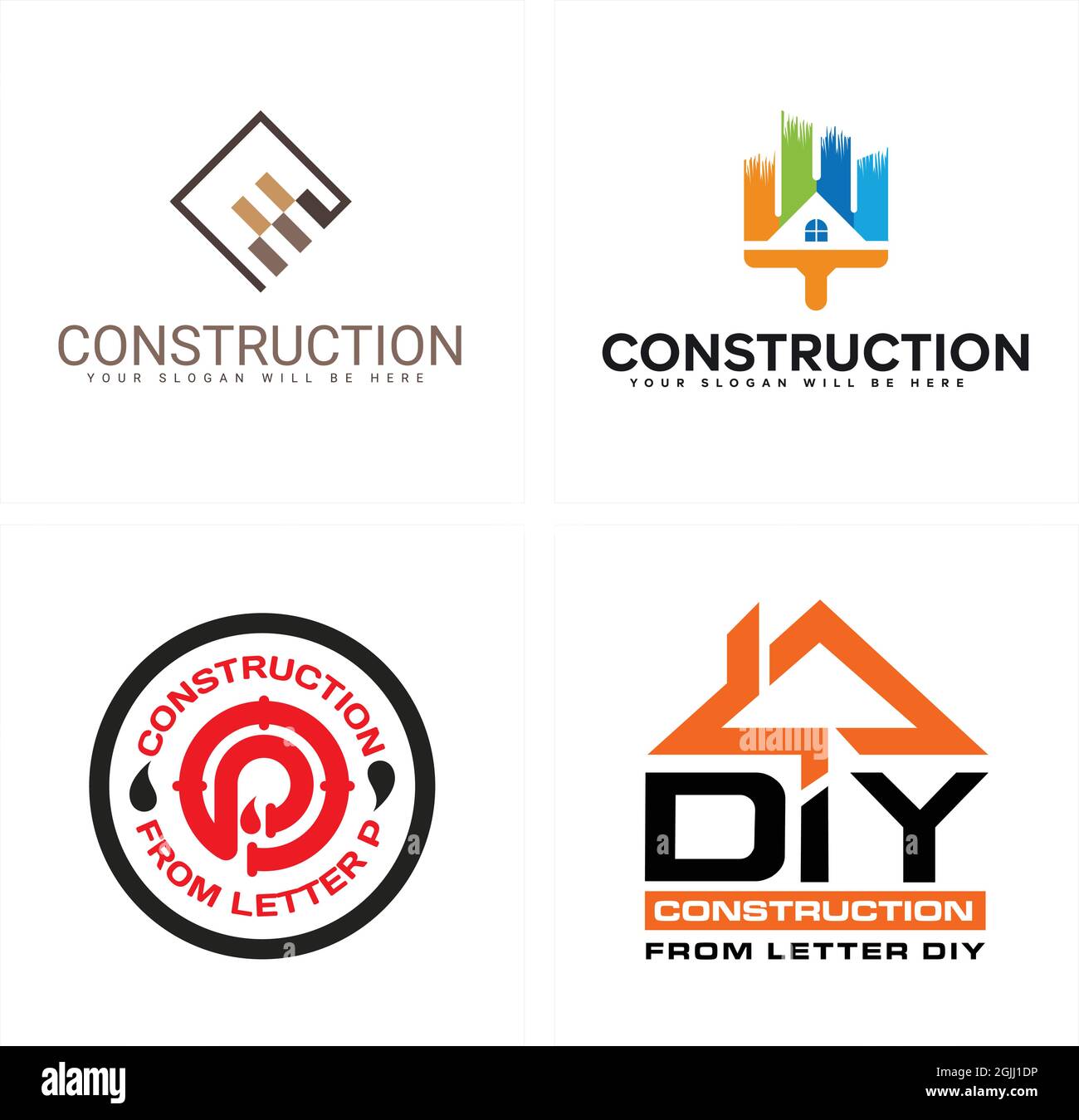 Construction plomberie maison peinture logo de brosse Illustration de Vecteur