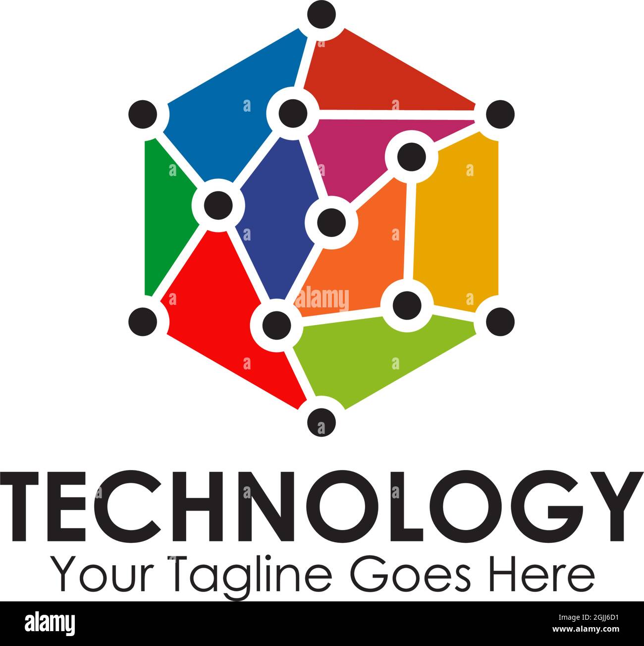 Logo de technologie avec illustration de modèle vectoriel d'élément de circuit Illustration de Vecteur