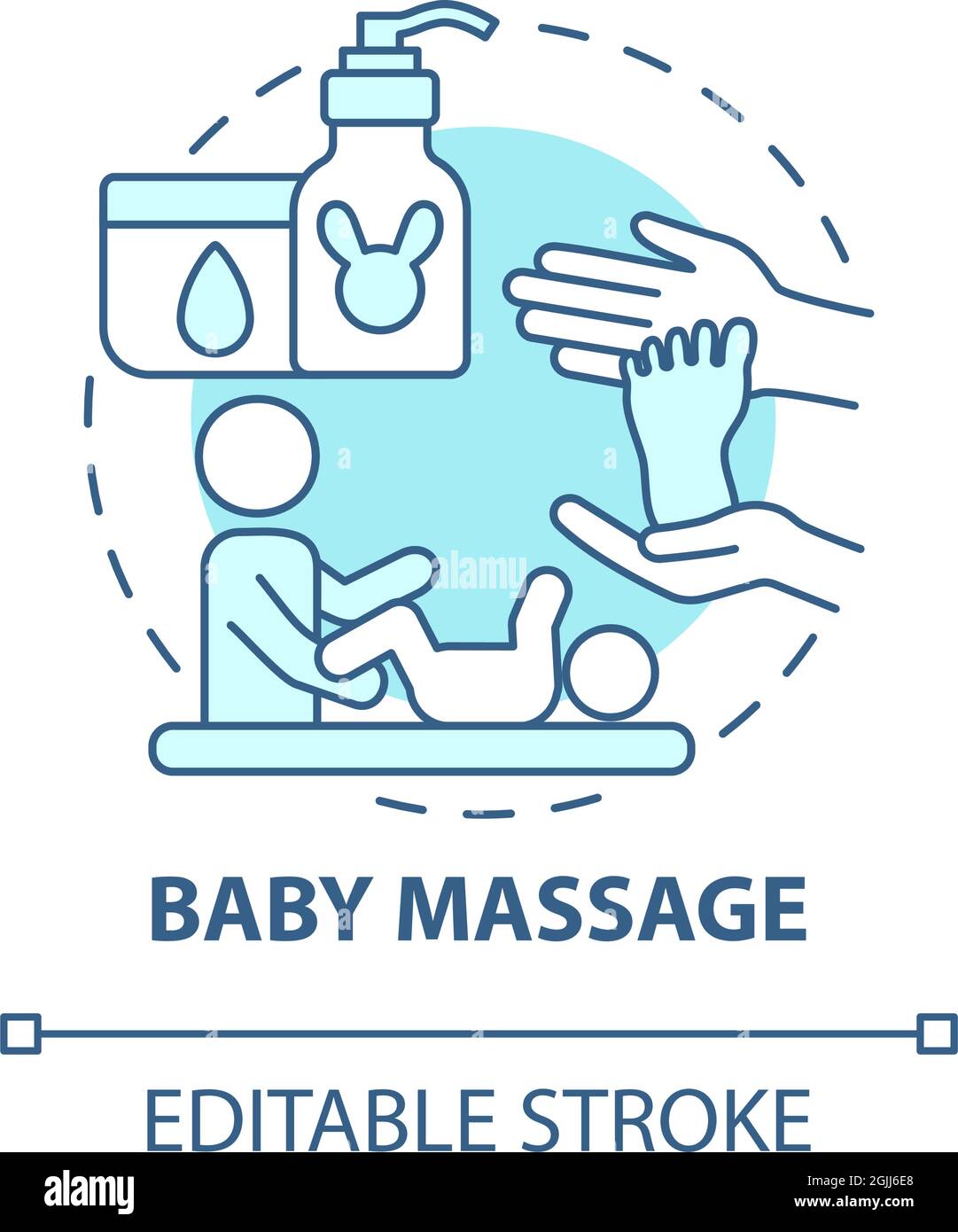 Icône de concept bleu de massage de bébé Illustration de Vecteur