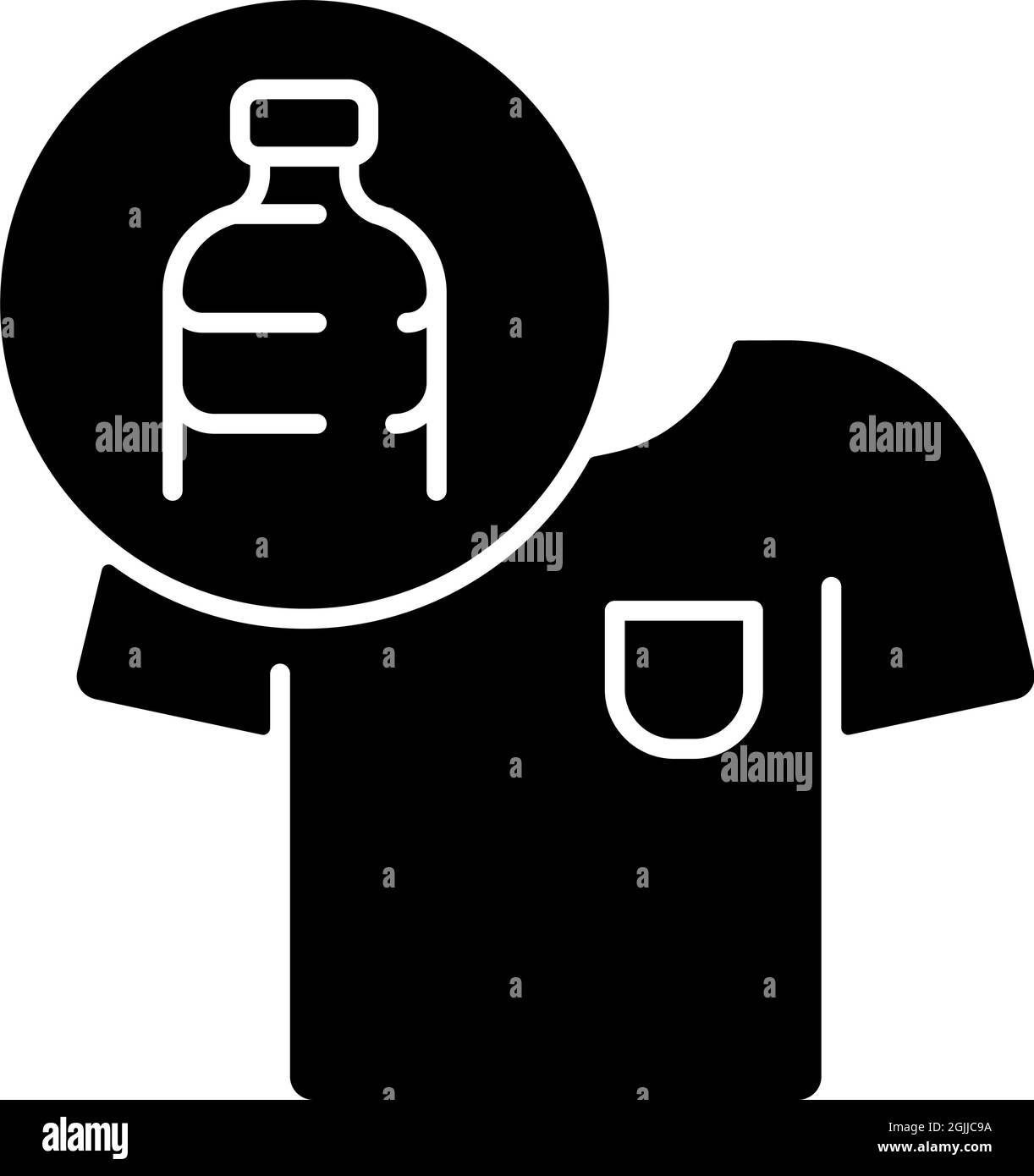 Vêtements fabriqués à partir de bouteilles en plastique, symbole en glyphe noir Illustration de Vecteur