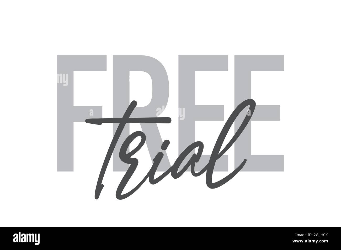 Conception typographique moderne, simple et minimaliste d'un « essai gratuit » dans des tons de gris. Art vectoriel graphique cool, urbain, tendance et ludique avec ha Banque D'Images