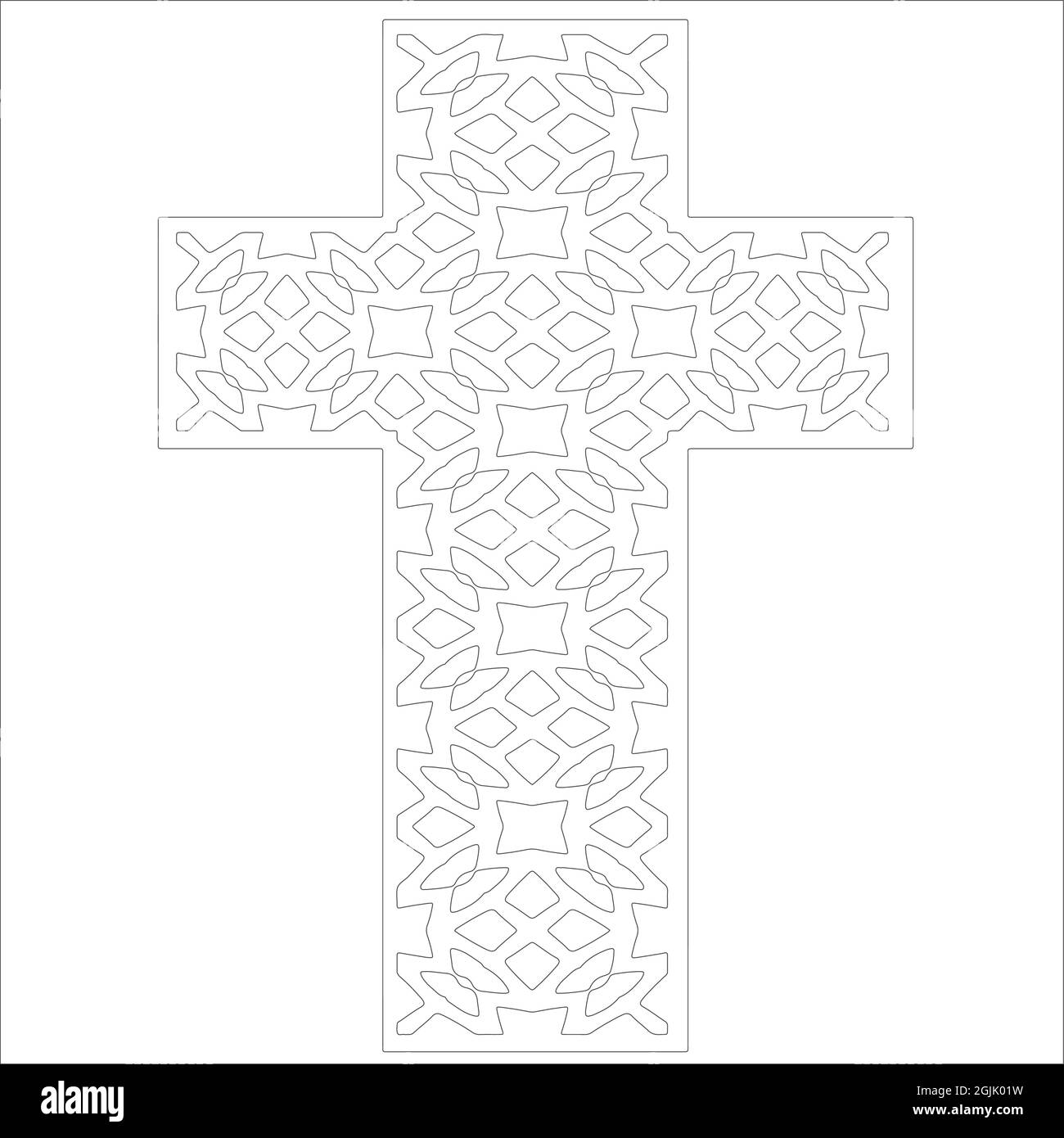 croix avec motifs en noir et blanc sur fond blanc. Illustration de Vecteur