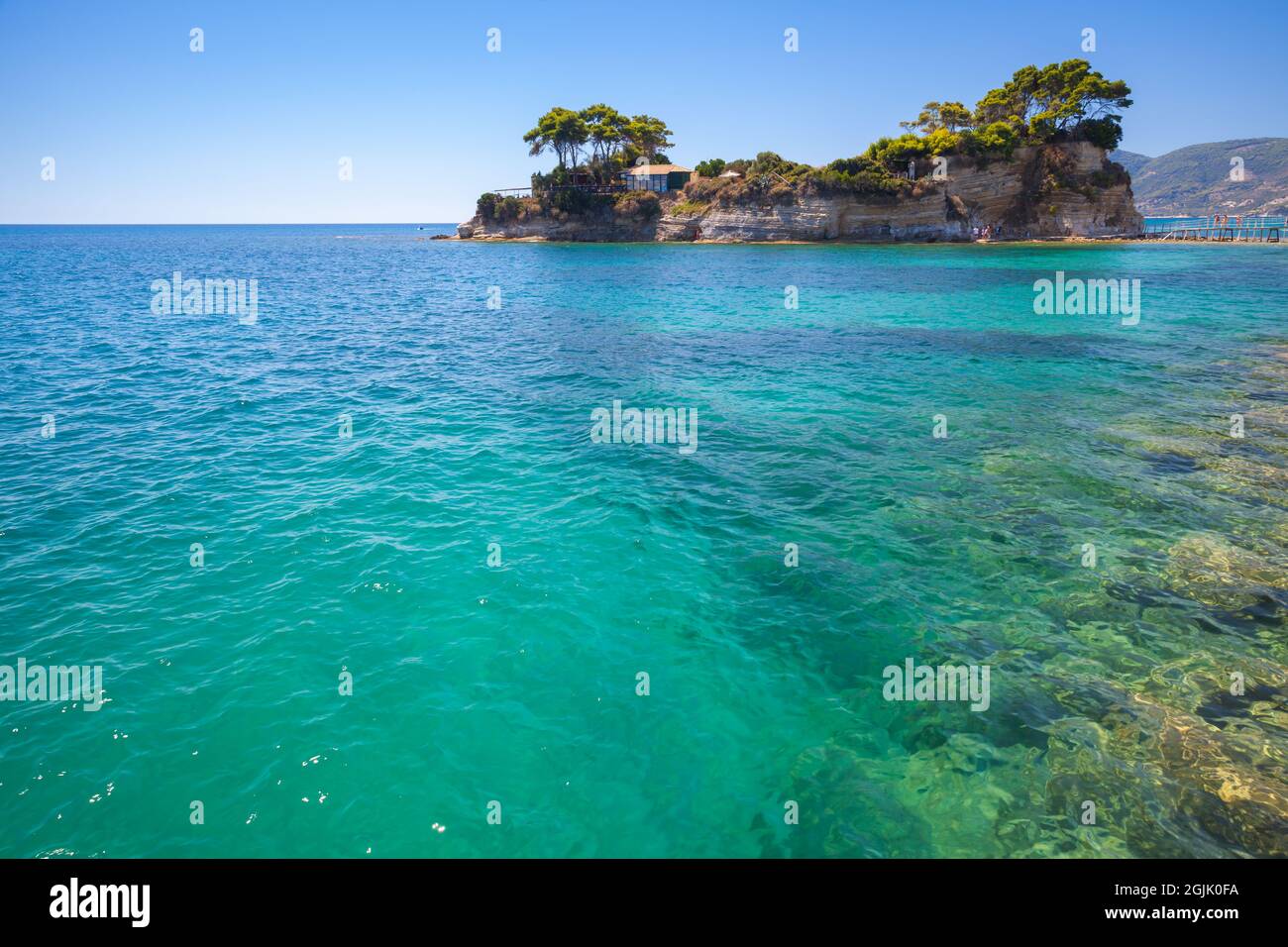 Cameo Island situé près du village d'Agios Sostis de Zakynthos, photo de paysage prise lors d'une journée ensoleillée d'été Banque D'Images