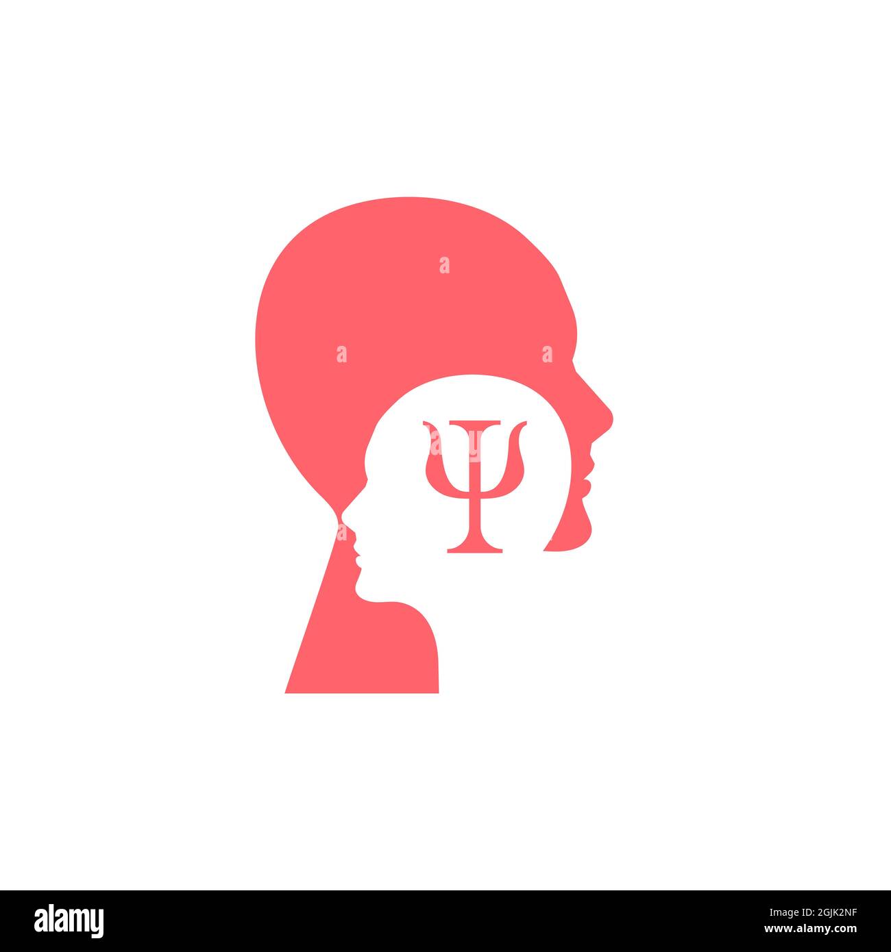 Letter psi et deux profils. Logo de psychologie. Icône psychologue. Symbole de thérapie. Illustration de Vecteur