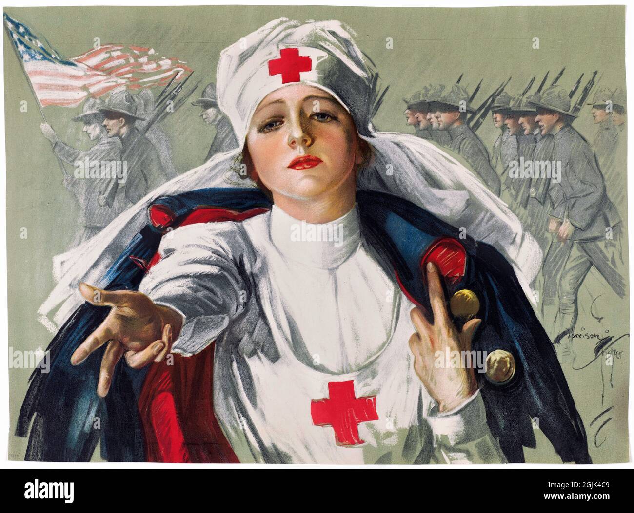 Affiche d'infirmière de la Croix-Rouge de la première Guerre mondiale, 1918 Banque D'Images