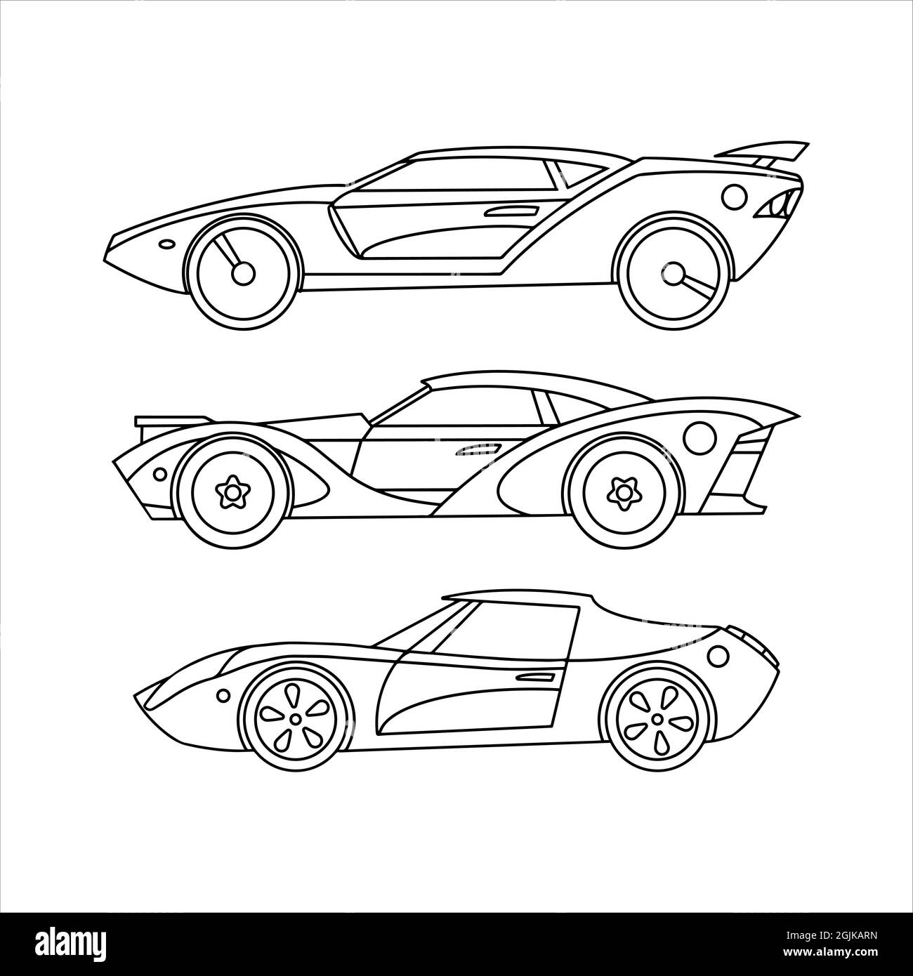 Icône de contour. Définir la voiture de sport. Clipart vectoriel Illustration de Vecteur