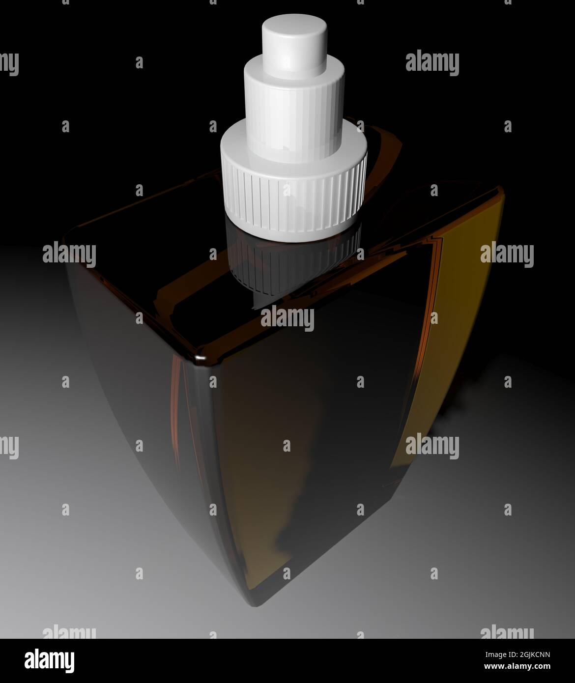Flacon de parfum de couleur ambre avec partie supérieure blanche - illustration du rendu 3D Banque D'Images