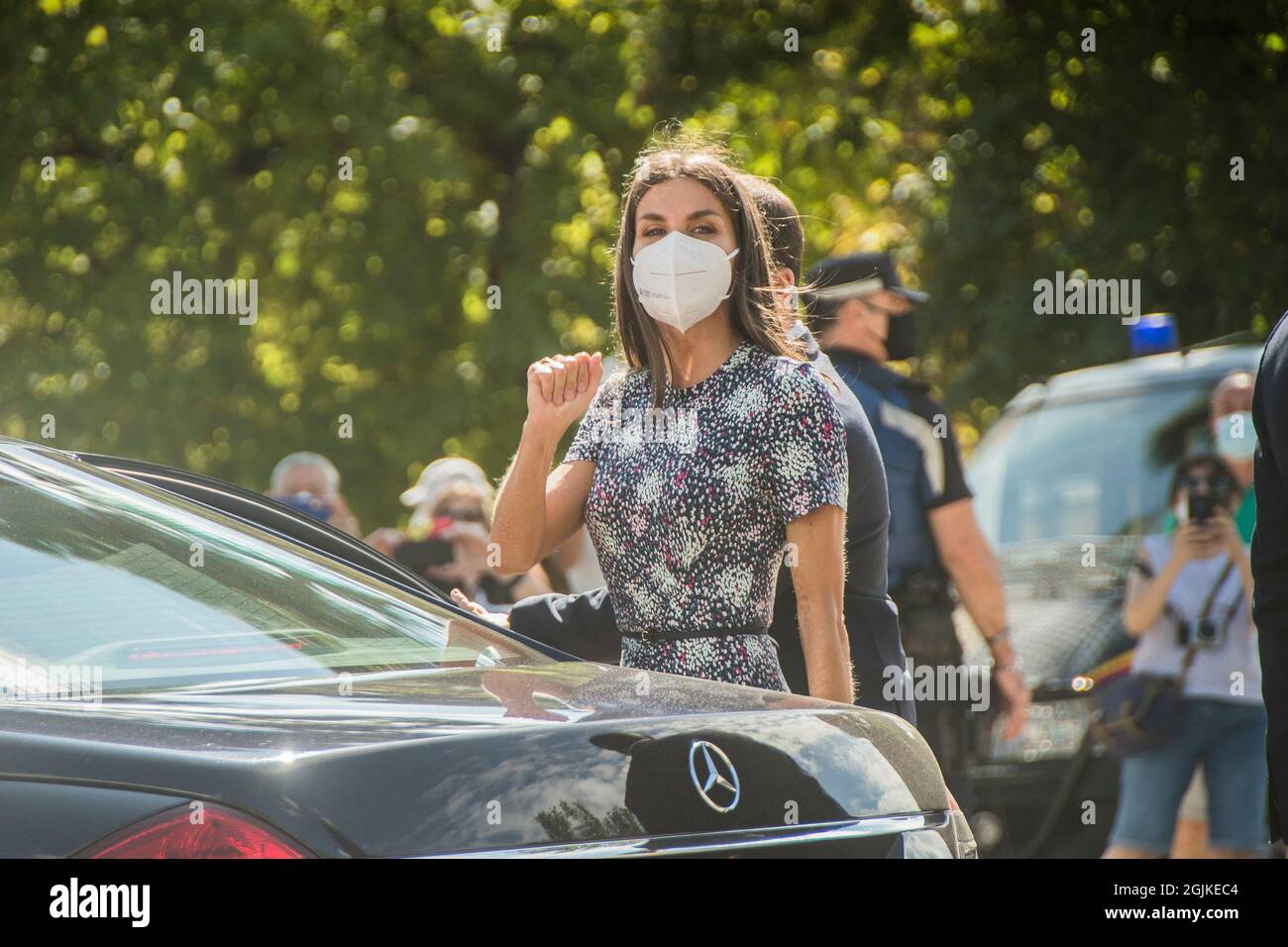 Madrid, Espagne. 10 septembre 2021. Letizia la reine d'Espagne assiste au retour de la foire du livre à Madrid la foire du livre de Madrid revient au parc El Retiro après la pause de l'année dernière, lorsque la pandémie Covid-19 a dû célébrer ce rendez-vous mythique avec la culture au format numérique. La foire commence le 10 septembre et durera jusqu'au 26. (Photo par Alberto Sibaja/Pacific Press/Sipa USA) crédit: SIPA USA/Alay Live News Banque D'Images