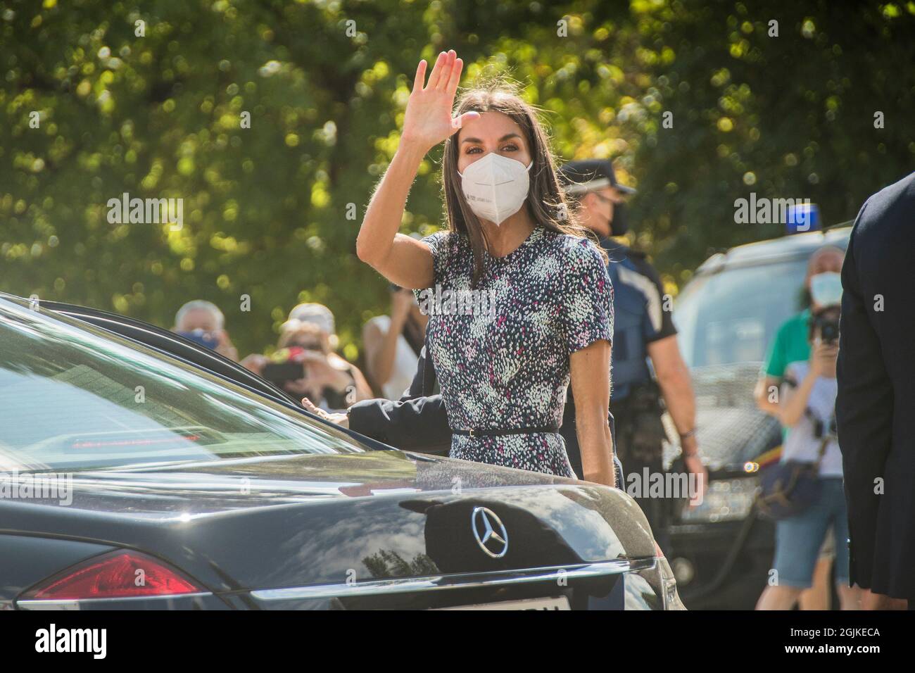 Madrid, Espagne. 10 septembre 2021. Letizia la reine d'Espagne assiste au retour de la foire du livre à Madrid la foire du livre de Madrid revient au parc El Retiro après la pause de l'année dernière, lorsque la pandémie Covid-19 a dû célébrer ce rendez-vous mythique avec la culture au format numérique. La foire commence le 10 septembre et durera jusqu'au 26. (Photo par Alberto Sibaja/Pacific Press/Sipa USA) crédit: SIPA USA/Alay Live News Banque D'Images