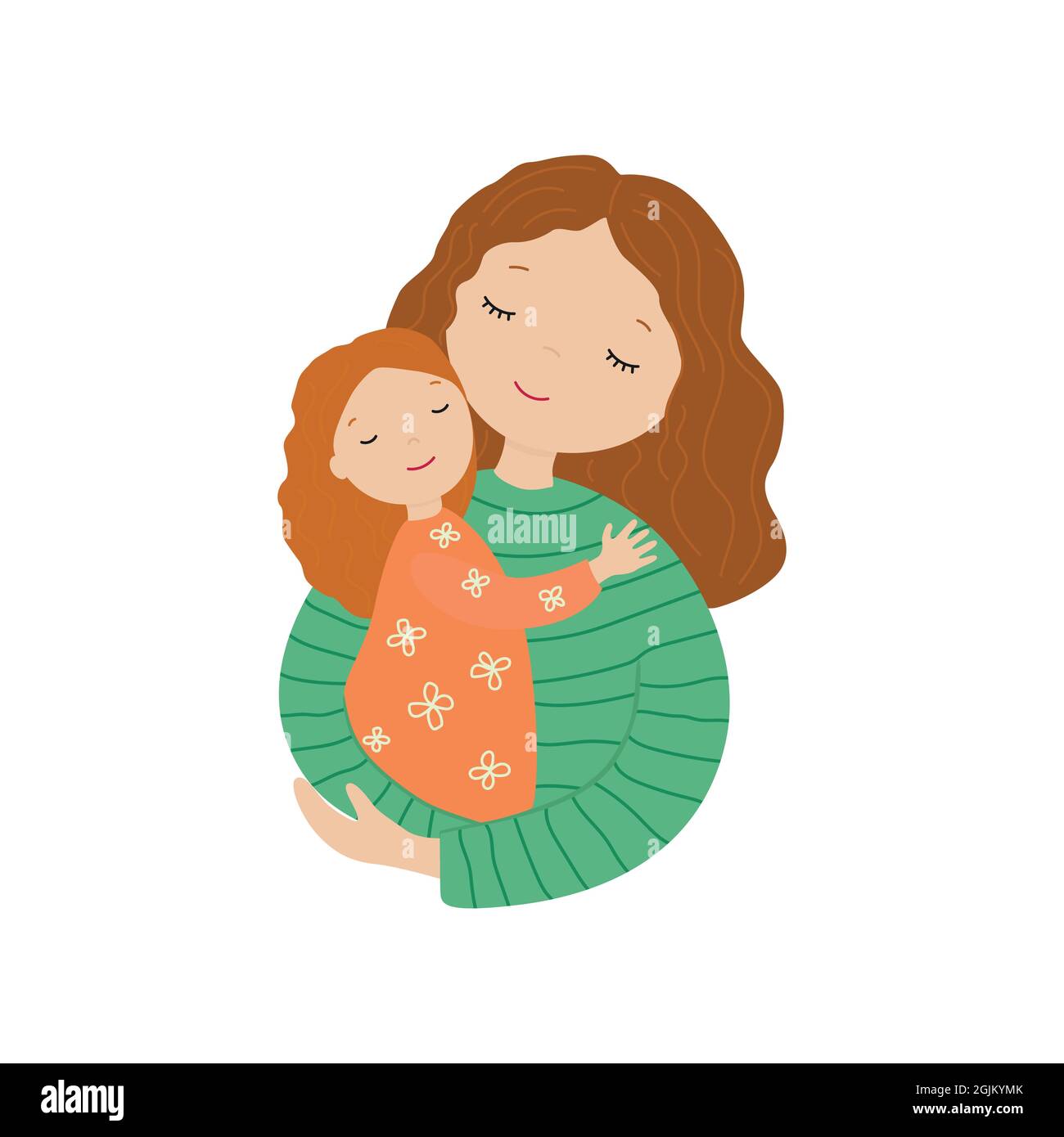 La mère et la petite fille hug. Illustration vectorielle de l'amour. Illustration de Vecteur