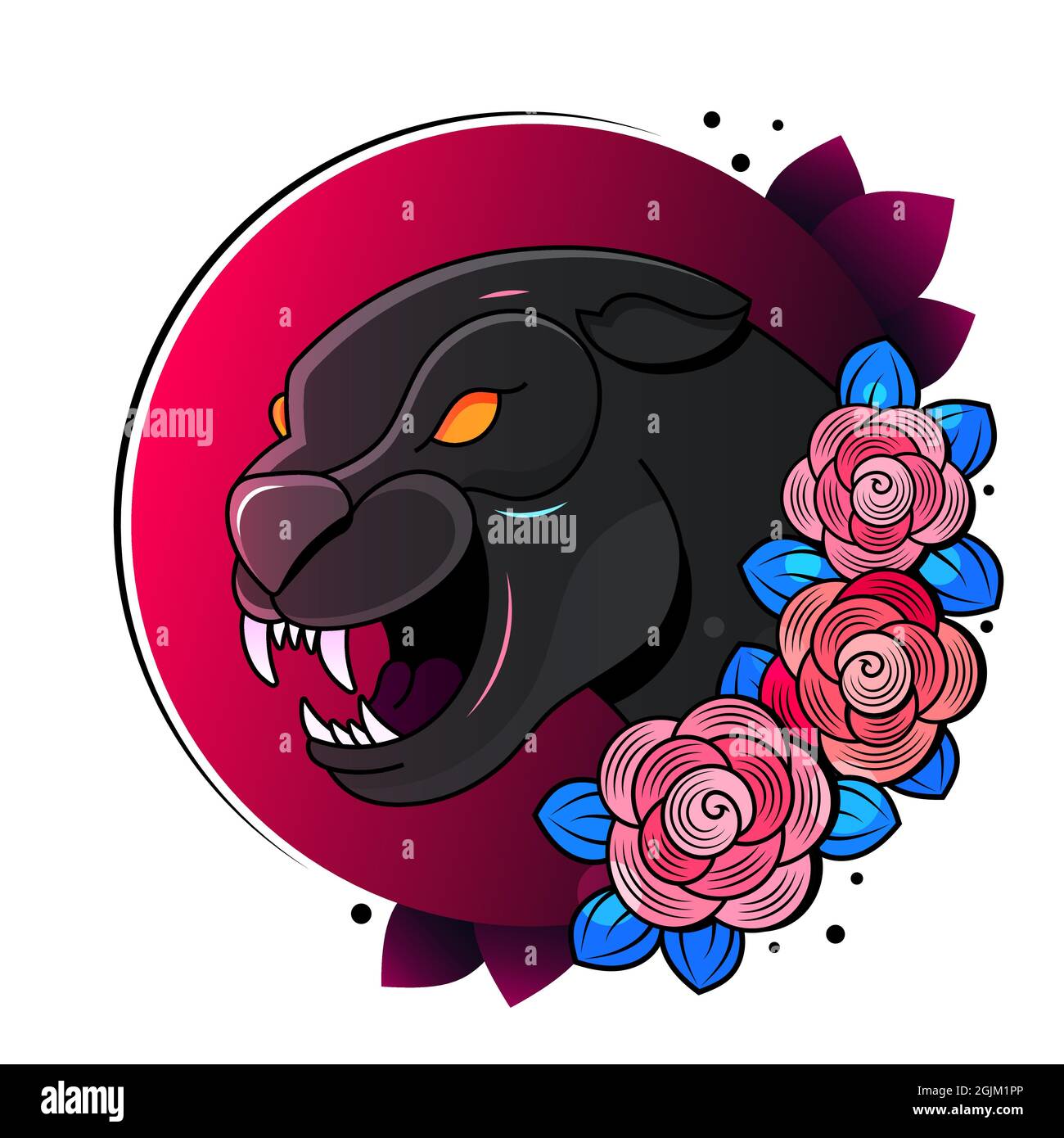 L'image stylisée d'un panthère noir un tatouage Illustration de Vecteur