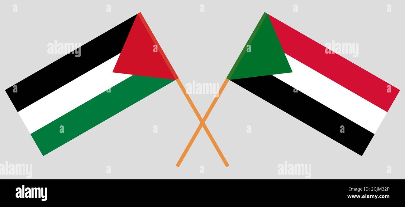 Drapeaux croisés de la Palestine et du Soudan Illustration de Vecteur