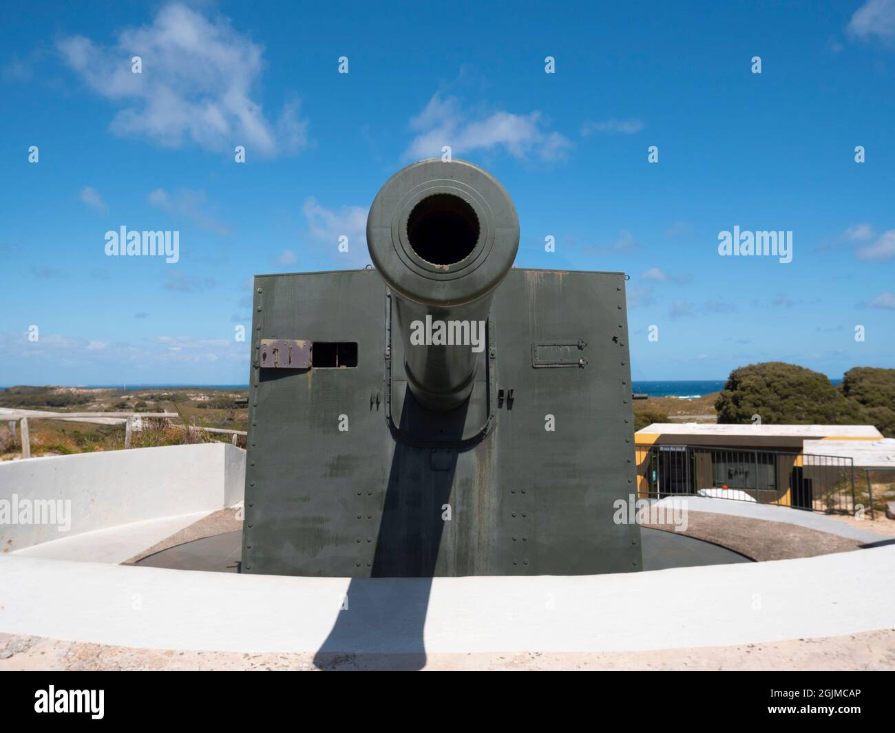 Batterie Oliver Hill, île Rottnest. Les 9.2 canons ont été utilisés pour protéger les approches du port de Fremantle pendant la Seconde Guerre mondiale. Occupé par Banque D'Images