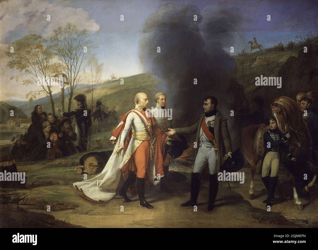 Napoléon et François II d'Autriche après la bataille d'Austerlitz Banque D'Images