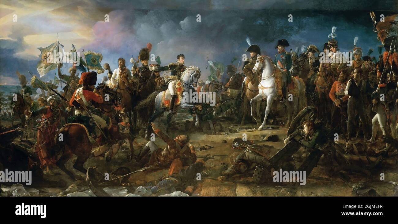 Rapp présentant Napoléon avec le prince Repnin-Volkonsky et un standard capturé. Peinture de François Gérard Banque D'Images