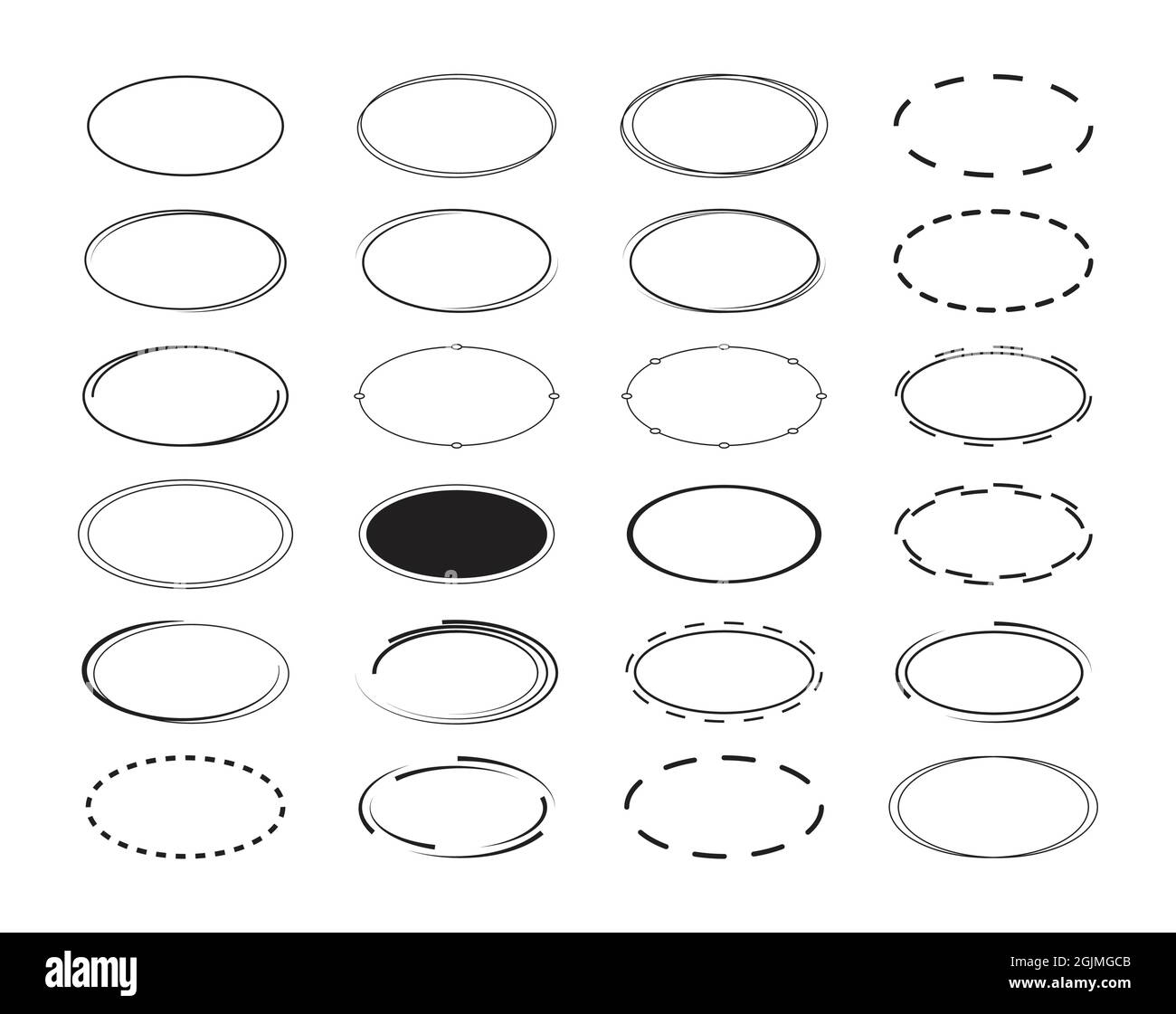 Ensemble de bordures ovales. Cadre ellipse cadres décoration éléments design. Illustration de Vecteur