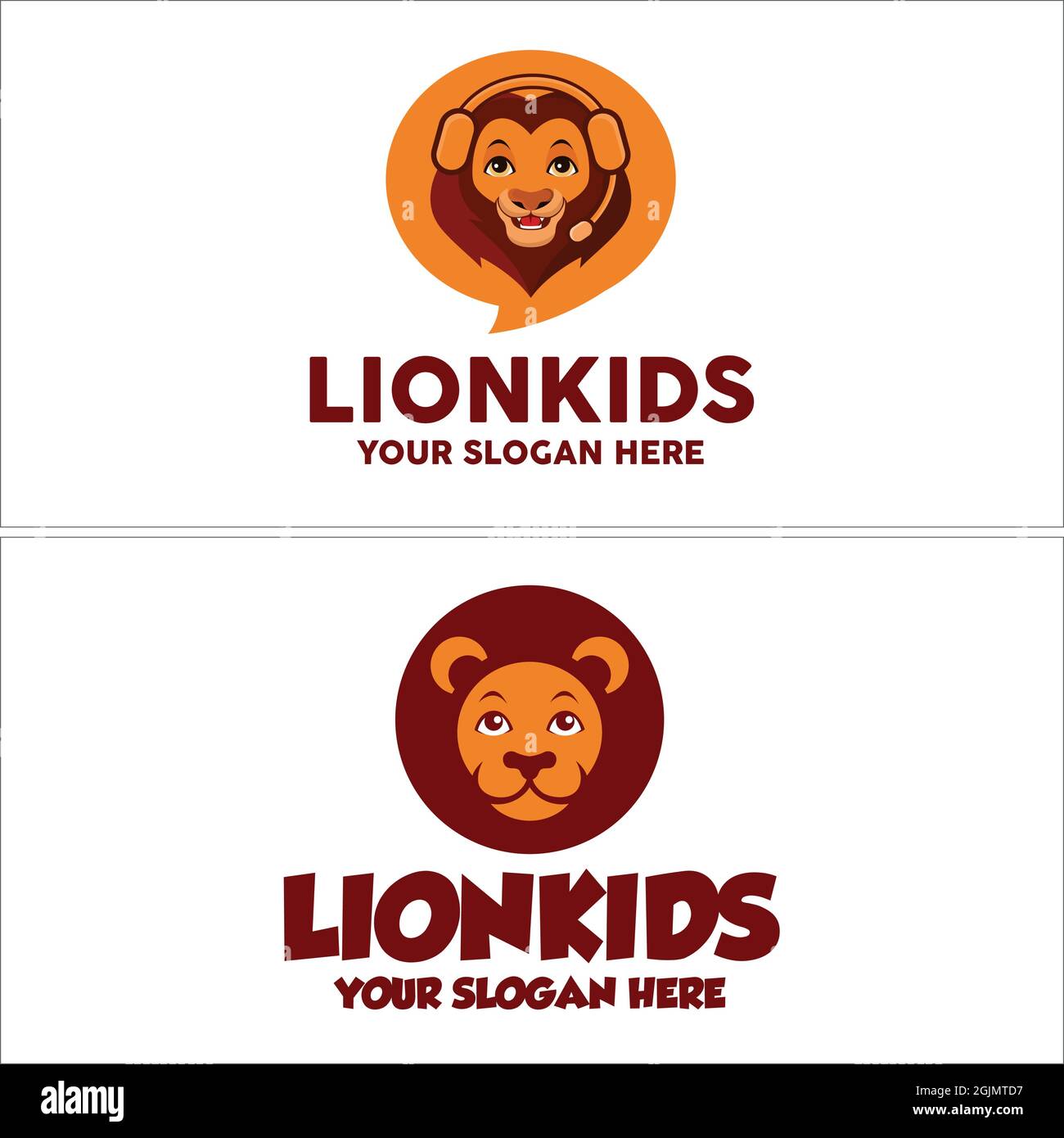 Logo de personnage de dessin animé Lion pour enfants Illustration de Vecteur