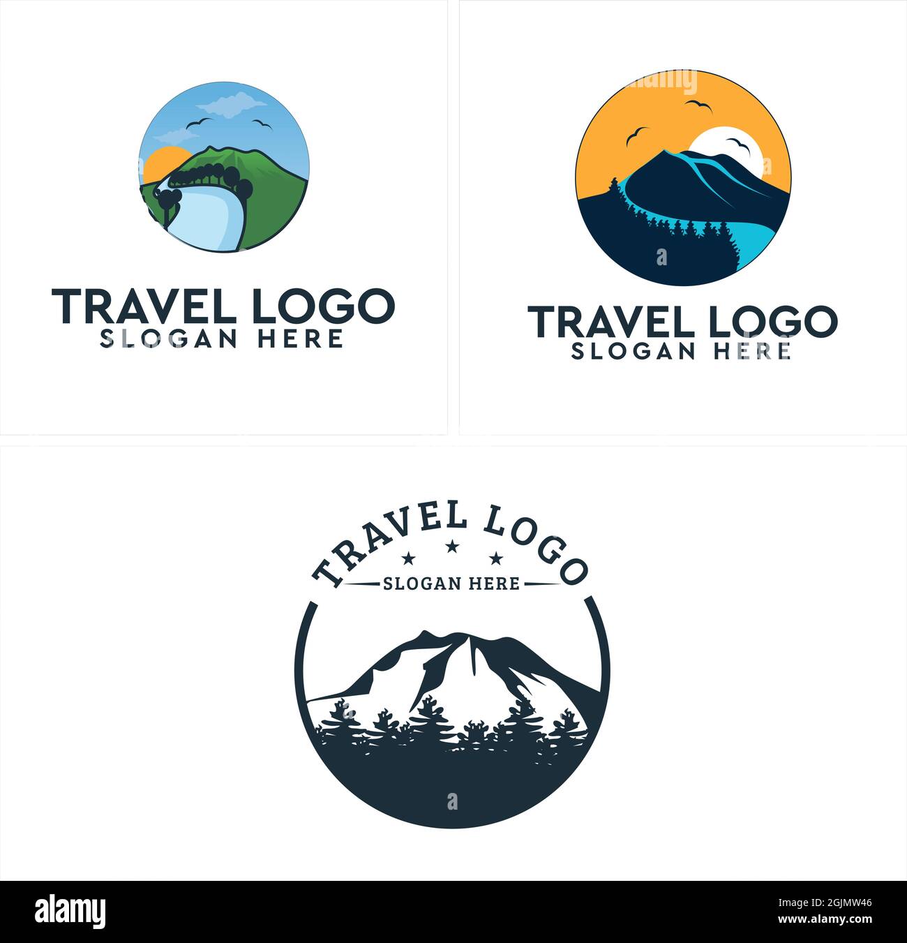 Logo Travel Mountain Adventure Forest Illustration de Vecteur
