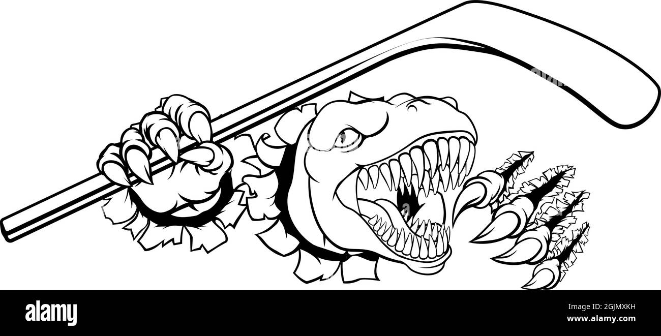 Joueur de Hockey sur glace dinosaure Sports Animal Mascot Illustration de Vecteur