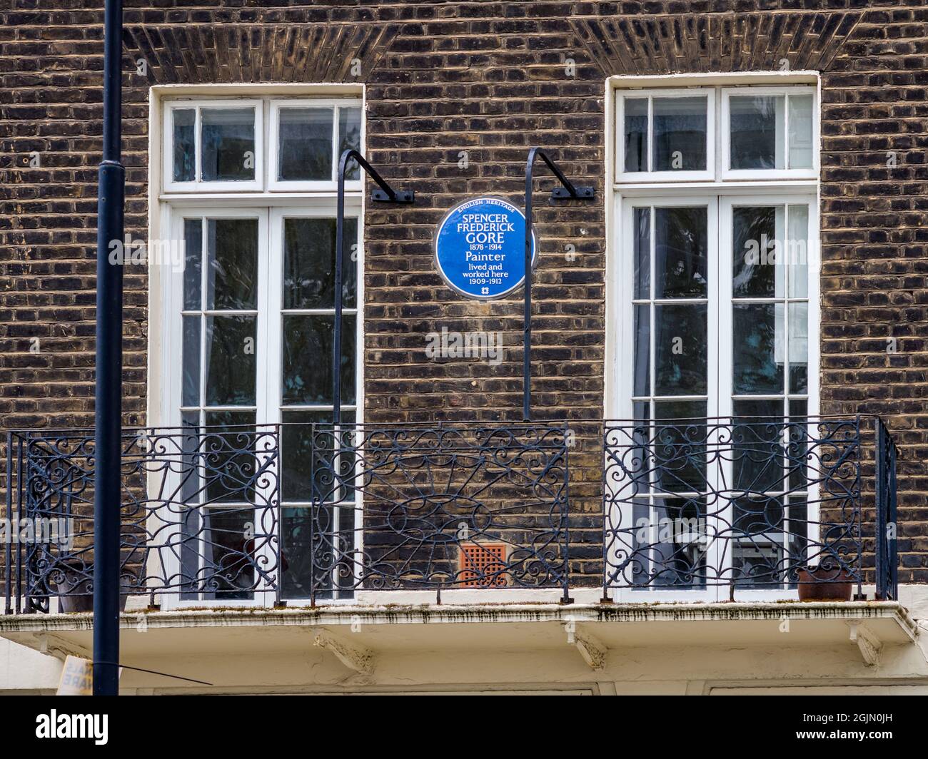 Spencer Frederick Gore plaque bleue au 31 Mornington Crescent, Londres - SPENCER FREDERICK GORE 1878-1914 artiste-peintre vit et travaille ici 1909-1912 Banque D'Images