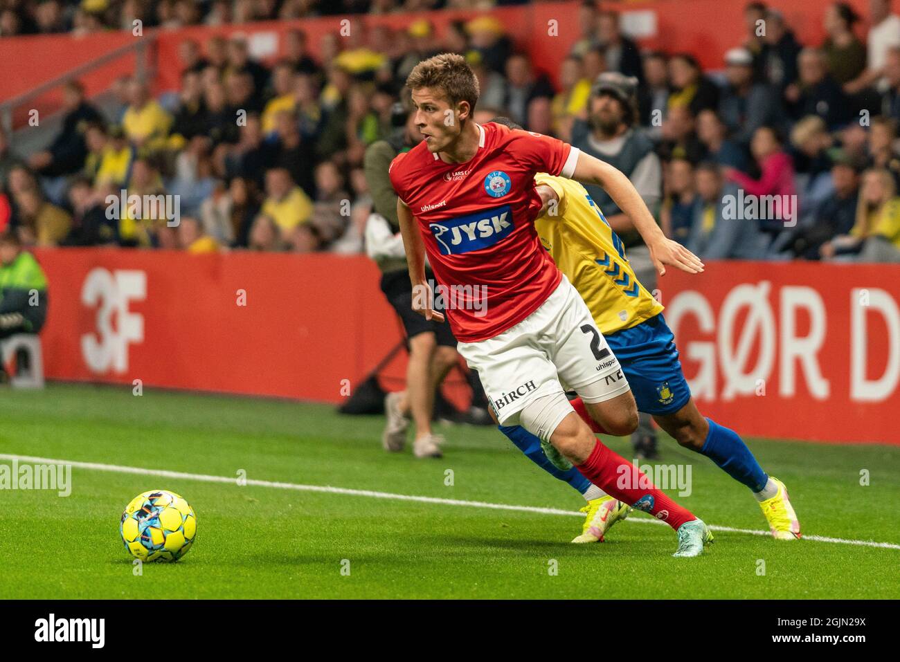 Brondby, Danemark. 10 septembre 2021. Rasmus Carstensen (2) de Silkeborg S'il est vu pendant le match 3F Superliga entre Broendby IF et Silkeborg SI à Brondby Stadion. (Crédit photo : Gonzales photo/Alamy Live News Banque D'Images