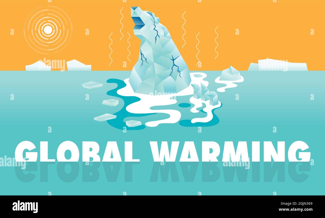 La forme de l'iceberg d'un ours polaire est en train de fondre. Illustration de Vecteur