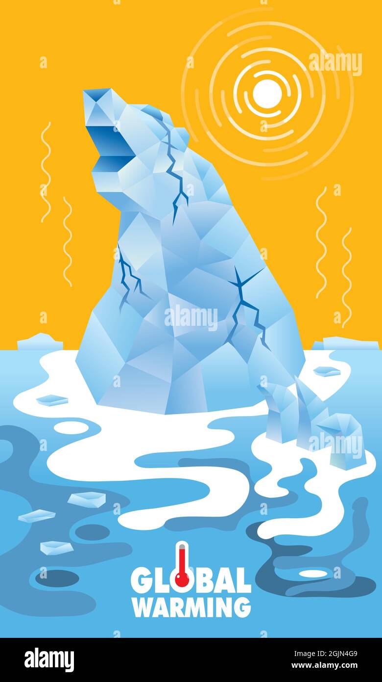 La forme de l'iceberg d'un ours polaire est en train de fondre. Illustration de Vecteur